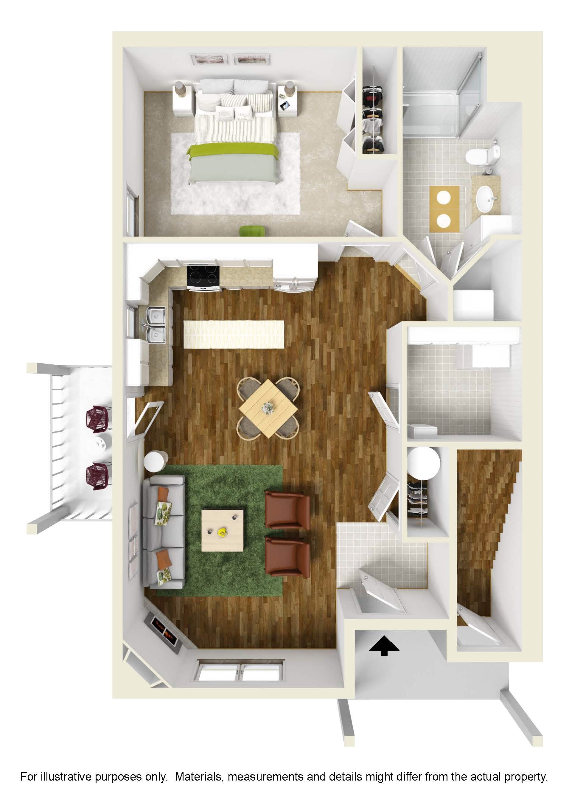 One Bedroom  -  1st Floor