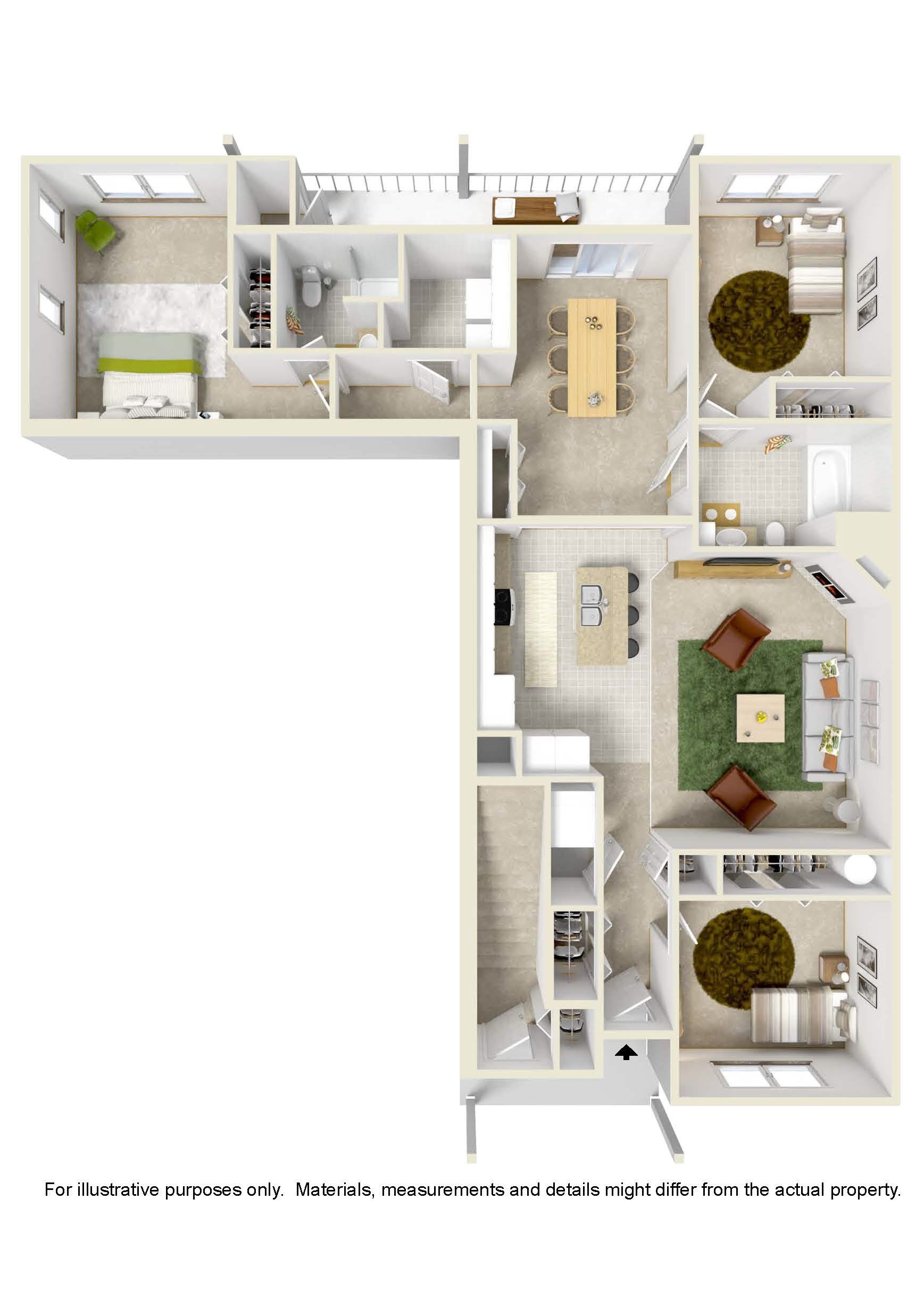 Three Bedroom / Two Bath - 1st Floor