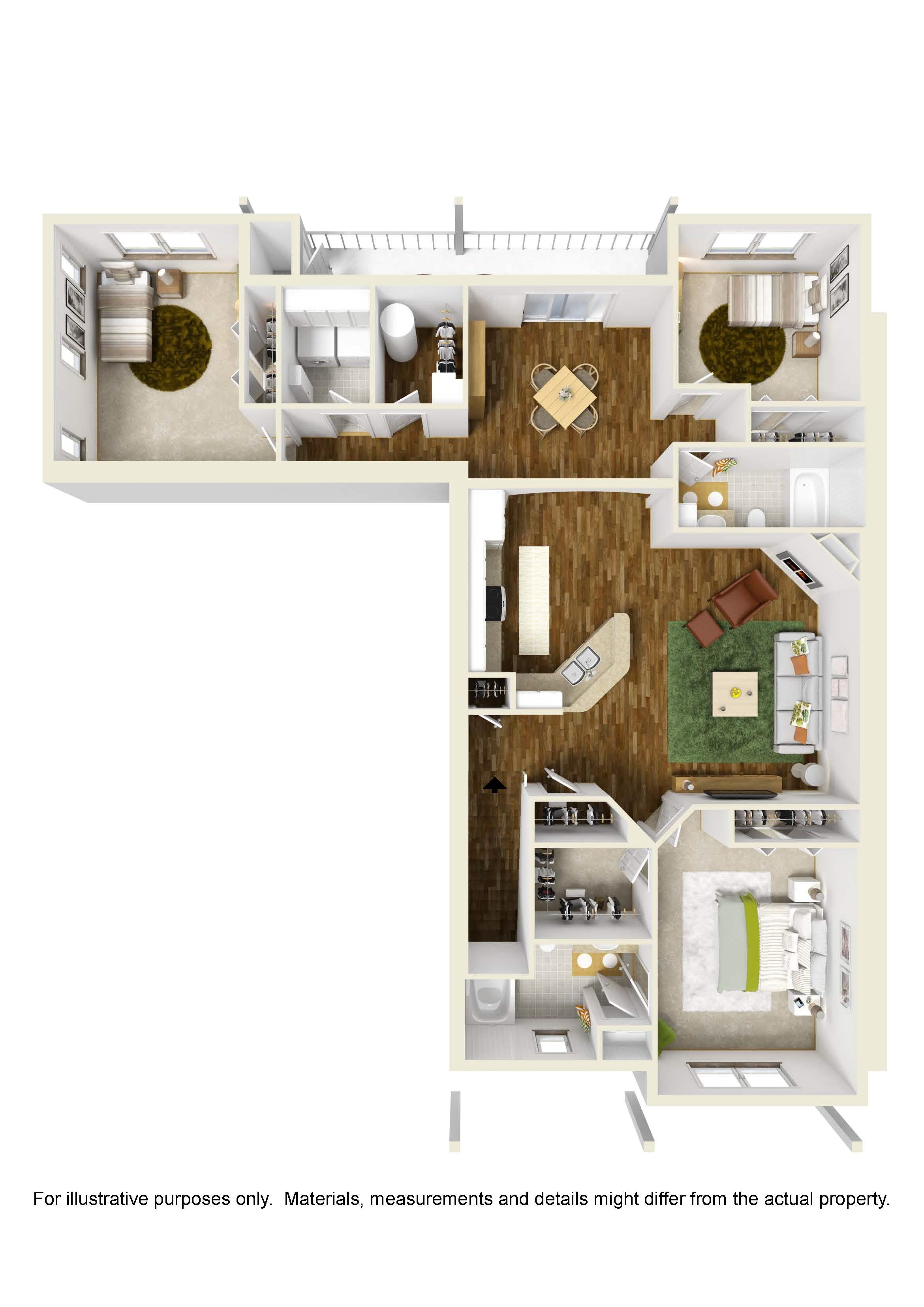 Three Bedroom / Two Bath - 2nd Floor